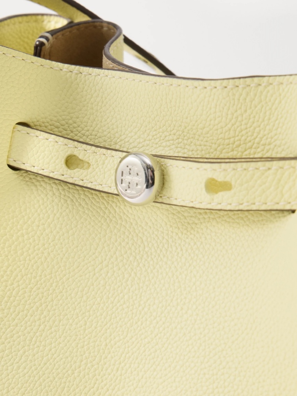 NWT Tory Burch Romy Pebbled Leather Bucket Bag Lemon Crossbody Dust Bag - Picture 4 of 11